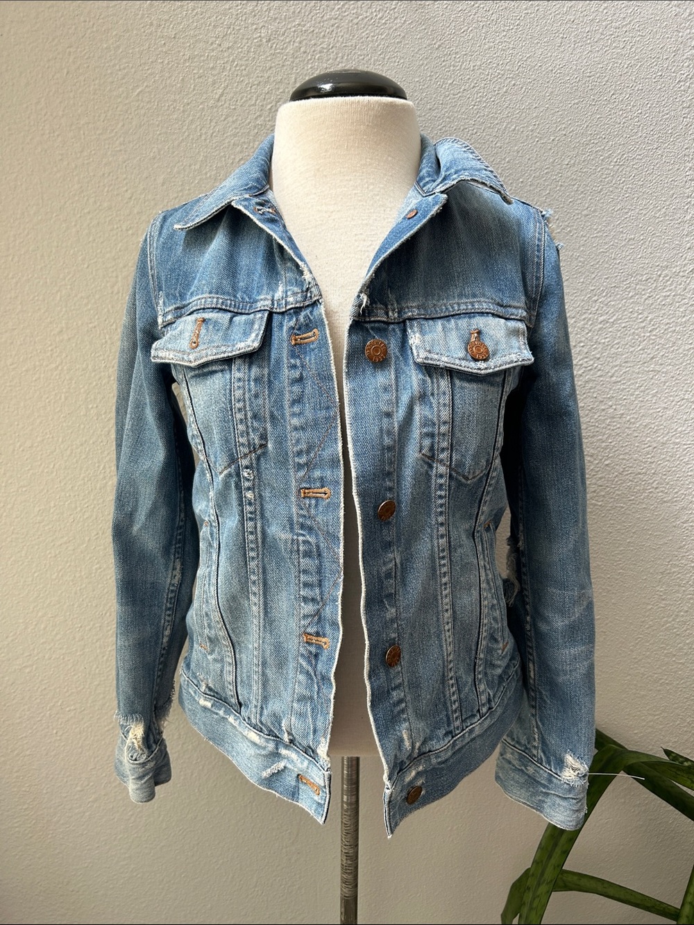 Madewell Light Blue Distressed Denim Jacket S